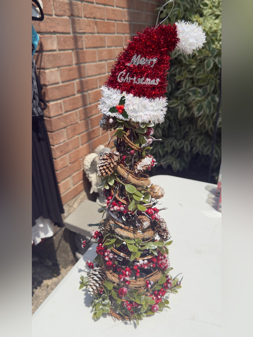 Festive Red & White Holiday Tree Topper Decoration - Picture 1 of 2